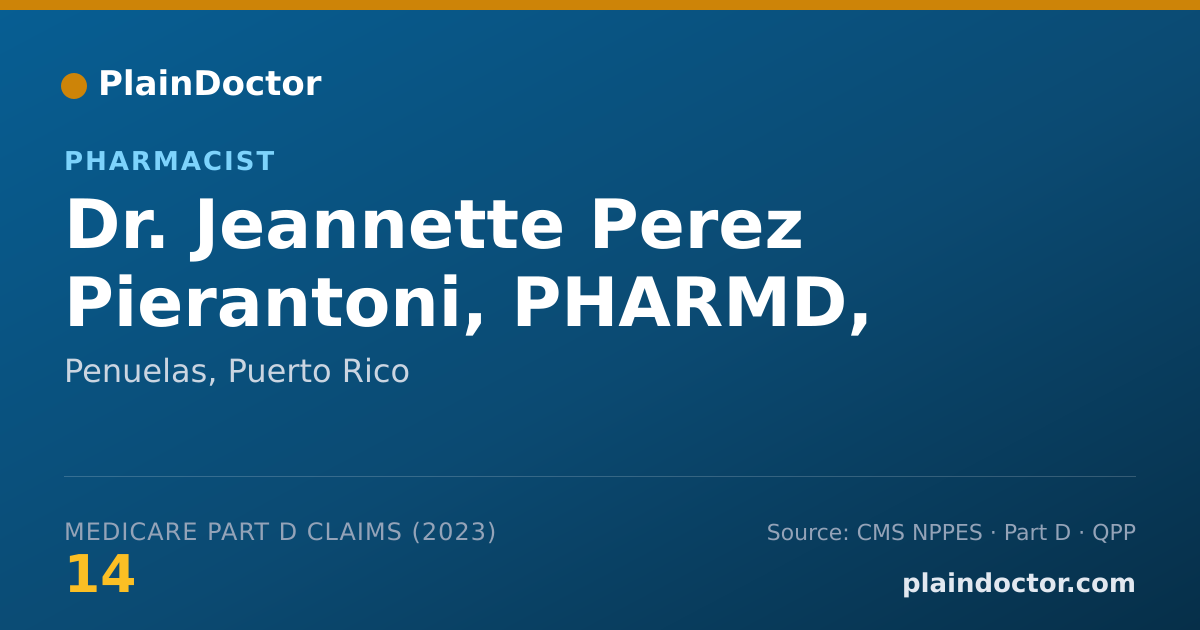 Shareable card for Jeannette Perez Pierantoni, PHARMD, RPH - Pharmacist, Penuelas, PR