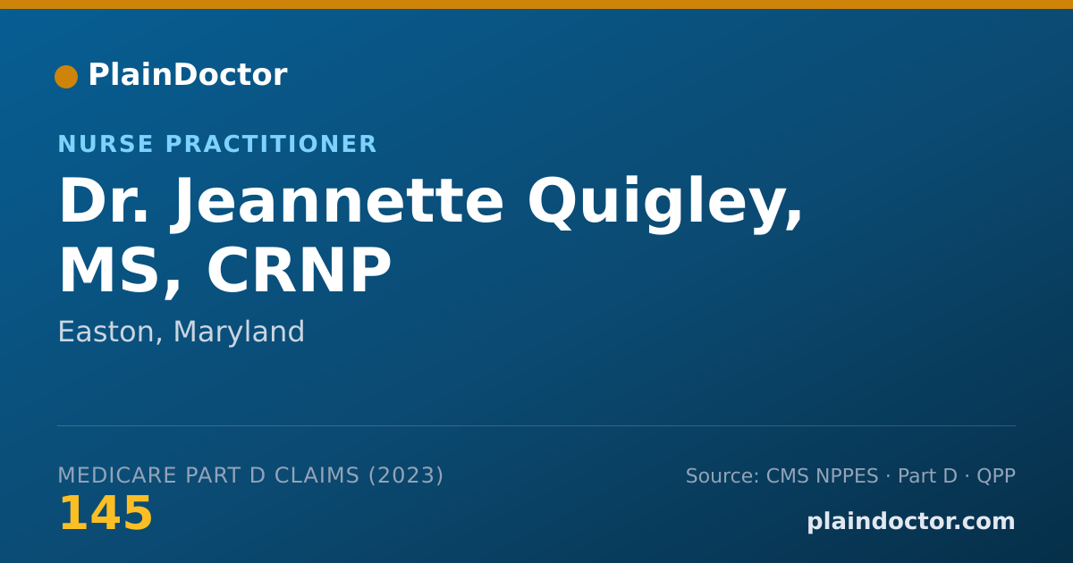 Shareable card for Jeannette Quigley, MS, CRNP - Nurse Practitioner, Easton, MD
