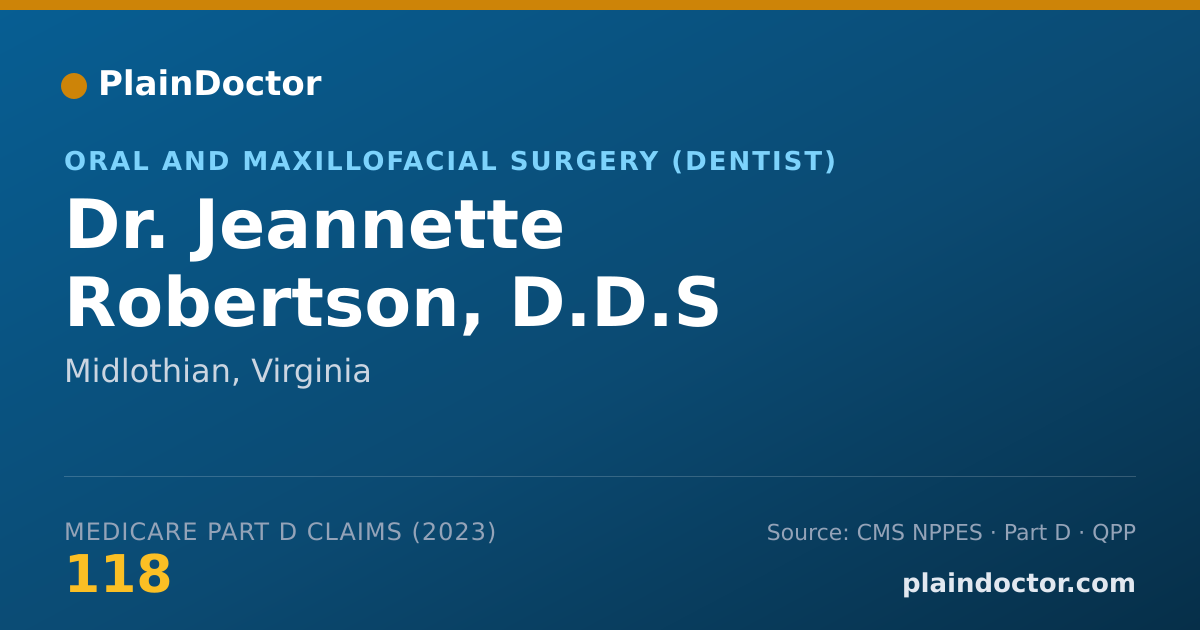 Shareable card for Jeannette Robertson, D.D.S - Oral and Maxillofacial Surgery (Dentist), Midlothian, VA