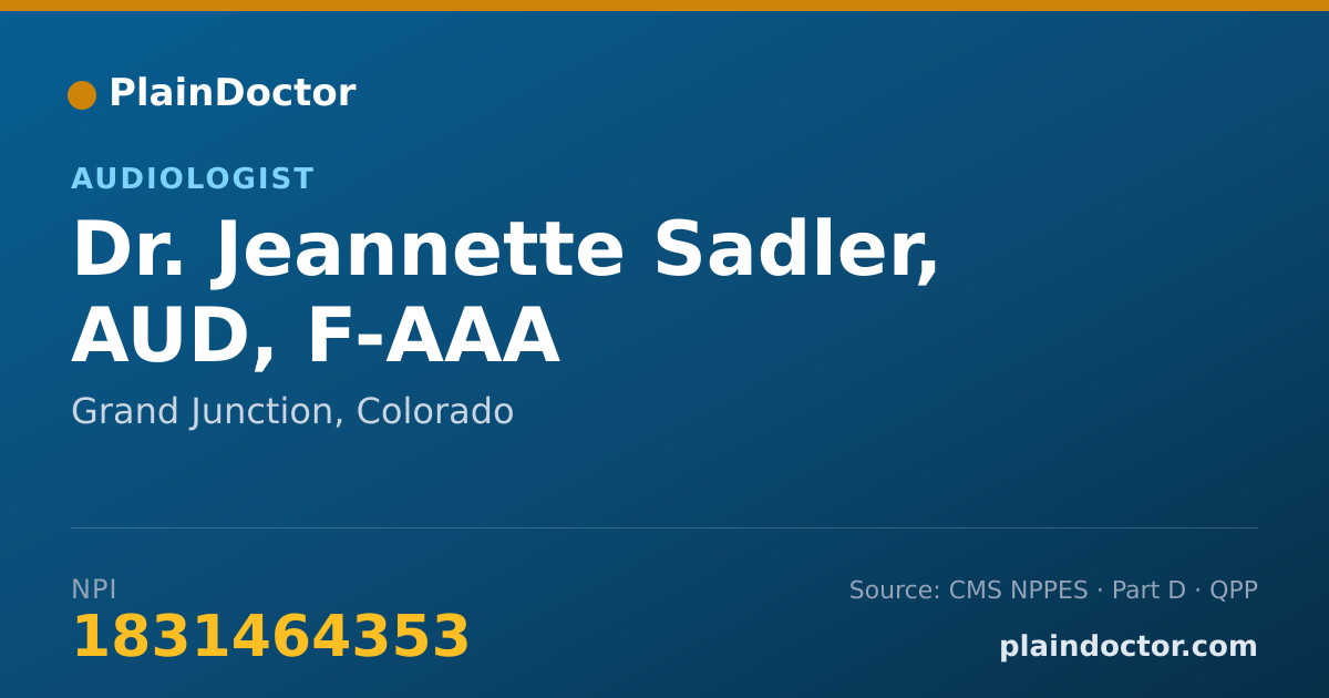Shareable card for Jeannette Sadler, AUD, F-AAA - Audiologist, Grand Junction, CO