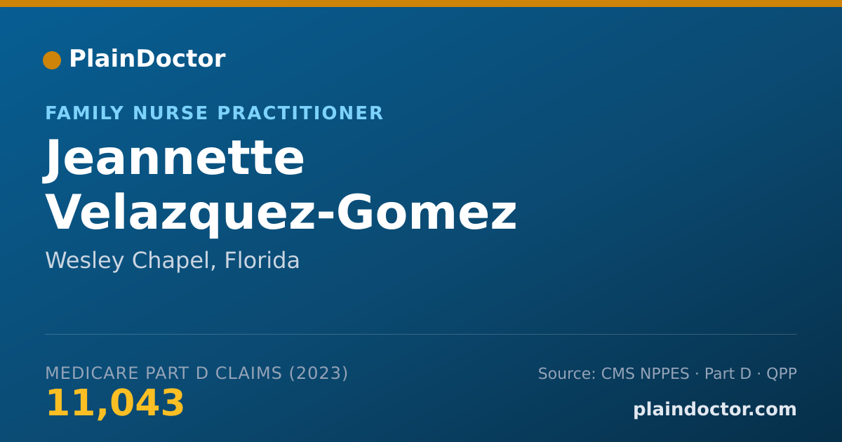 Shareable card for Jeannette Velazquez-Gomez - Family Nurse Practitioner, Wesley Chapel, FL