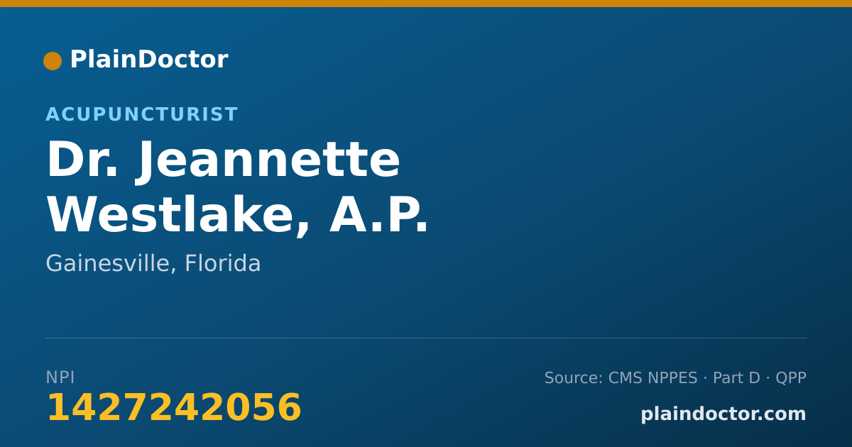 Shareable card for Jeannette Westlake, A.P. - Acupuncturist, Gainesville, FL