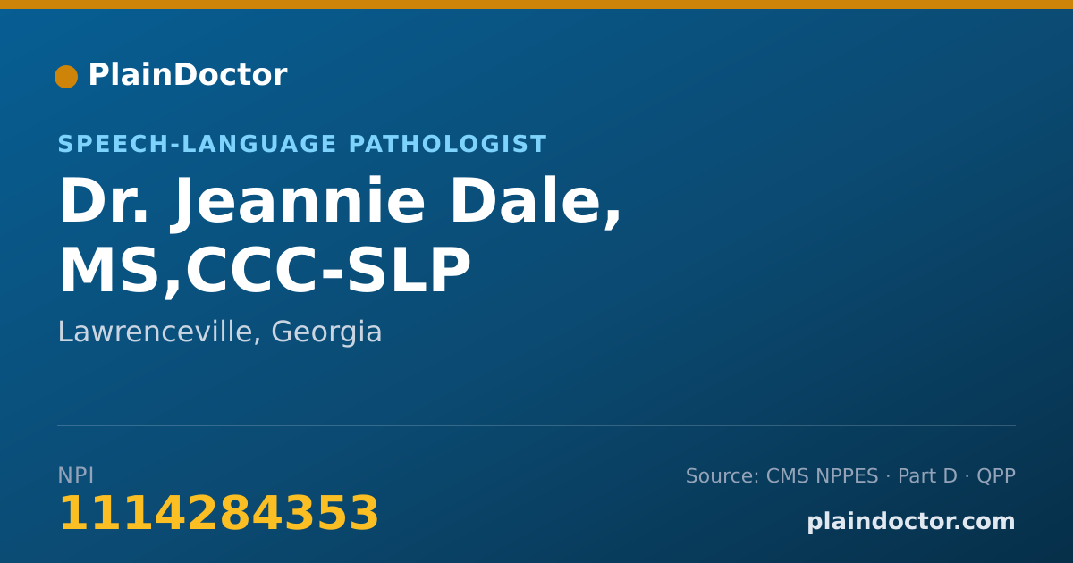 Shareable card for Jeannie Dale, MS,CCC-SLP - Speech-Language Pathologist, Lawrenceville, GA