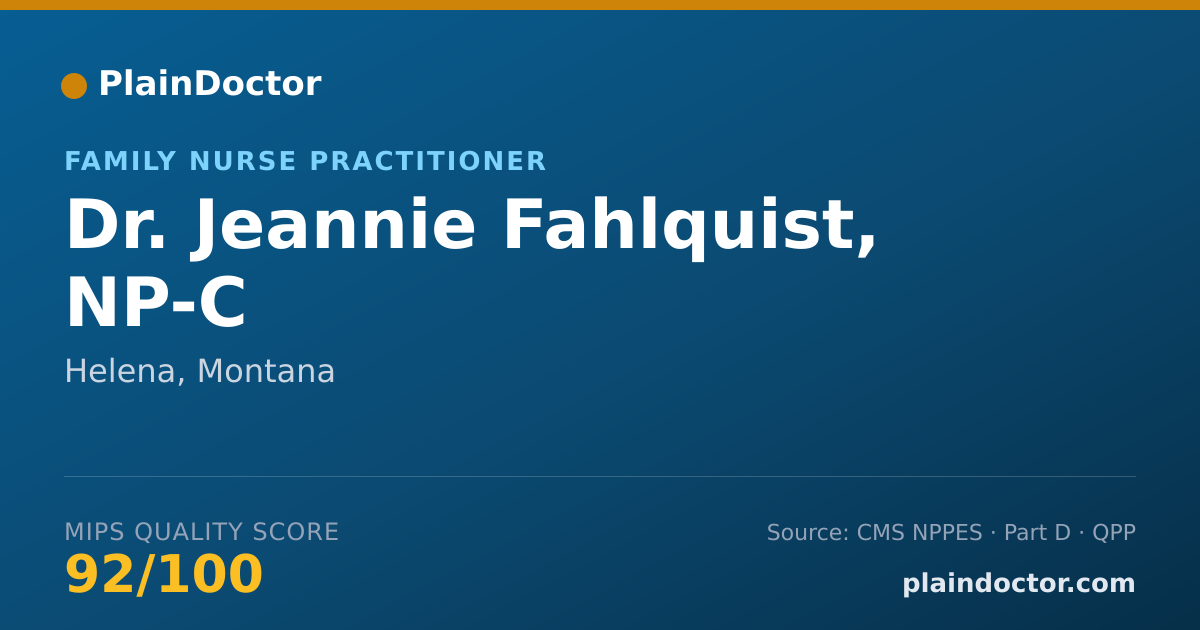 Shareable card for Jeannie Fahlquist, NP-C - Family Nurse Practitioner, Helena, MT