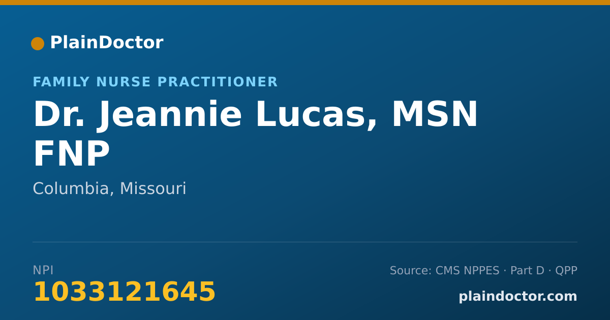 Shareable card for Jeannie Lucas, MSN FNP - Family Nurse Practitioner, Columbia, MO