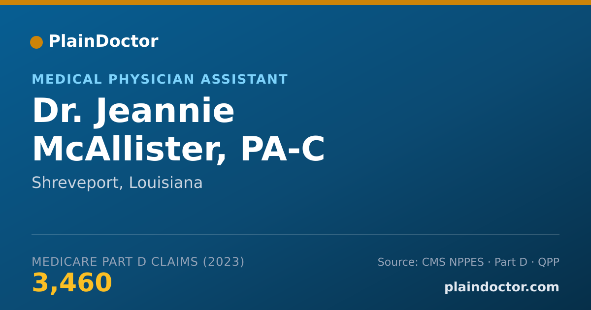 Shareable card for Jeannie McAllister, PA-C - Medical Physician Assistant, Shreveport, LA