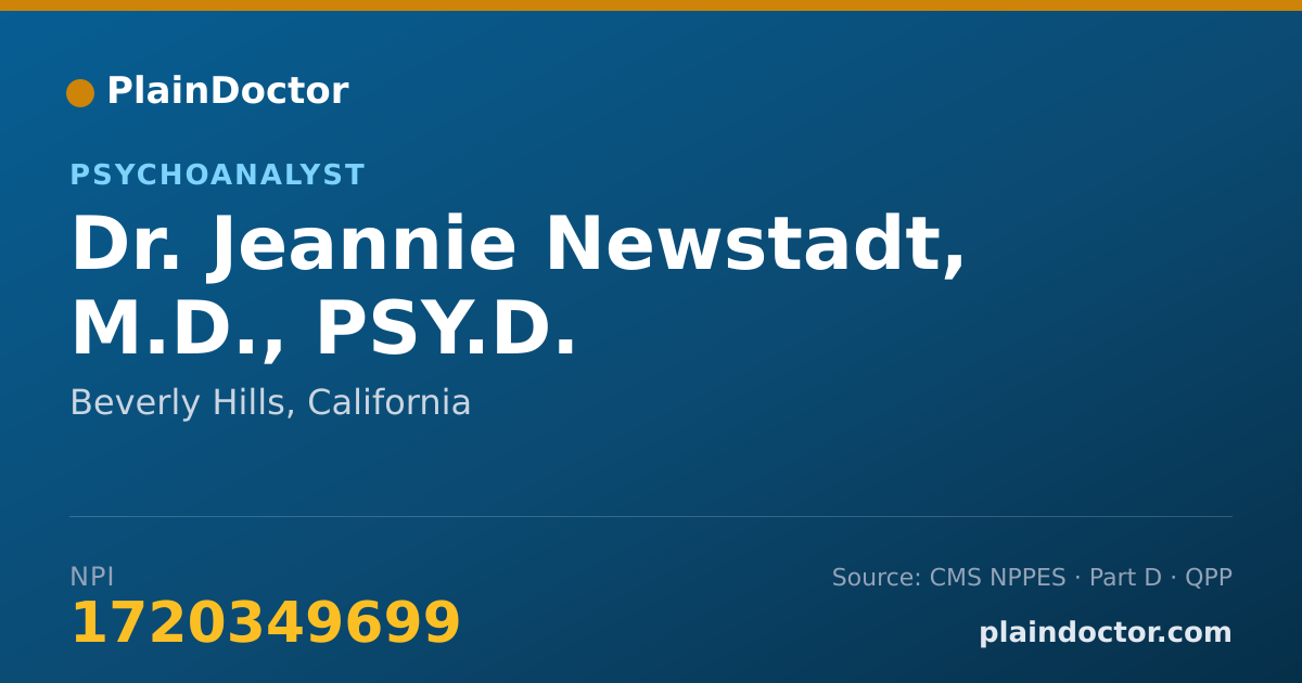Shareable card for Jeannie Newstadt, M.D., PSY.D. - Psychoanalyst, Beverly Hills, CA