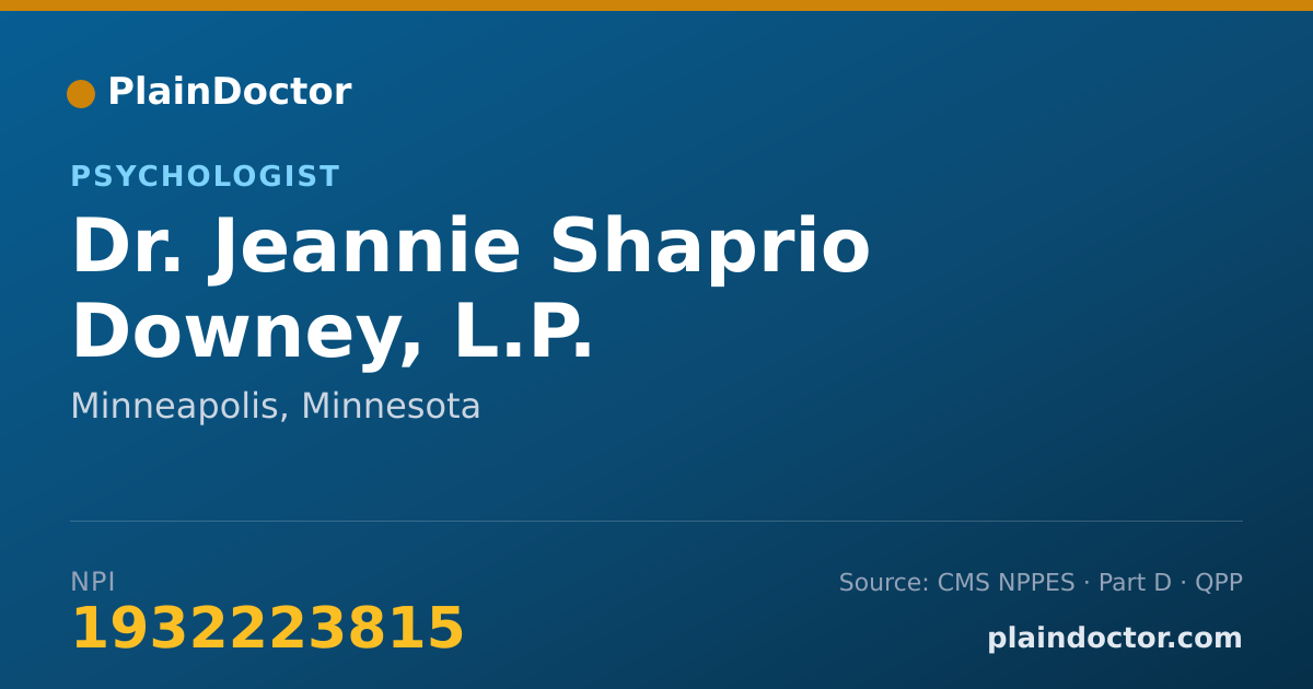 Shareable card for Jeannie Shaprio Downey, L.P. - Psychologist, Minneapolis, MN