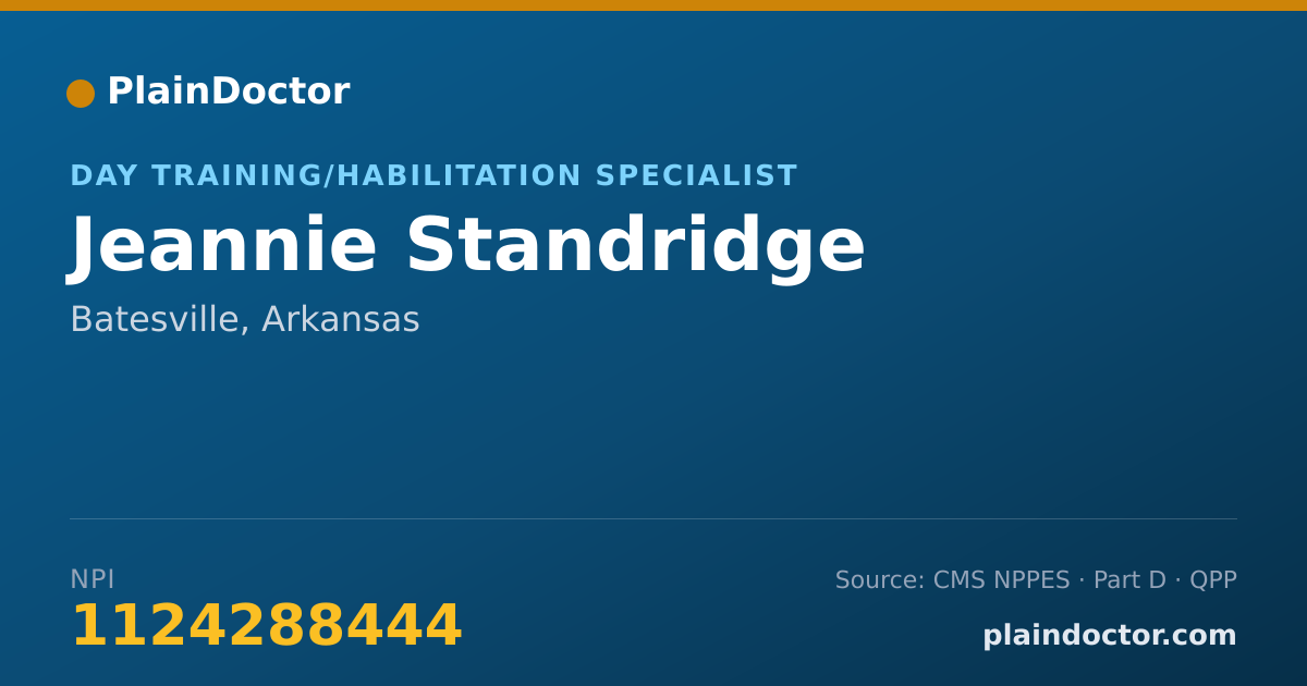 Shareable card for Jeannie Standridge - Day Training/Habilitation Specialist, Batesville, AR