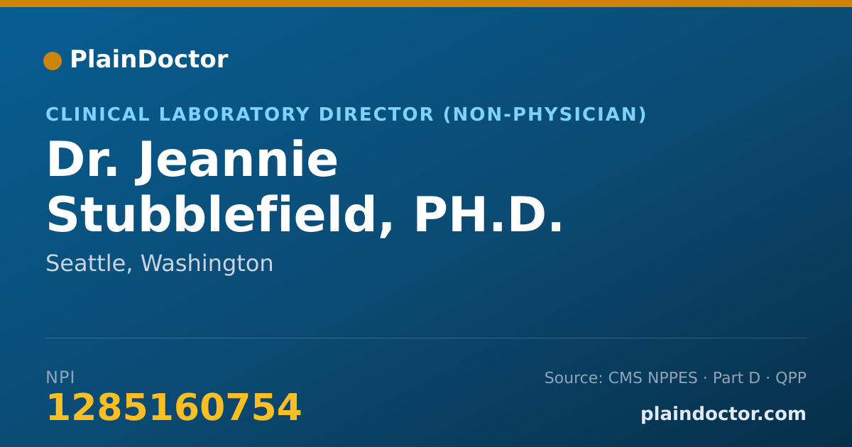 Shareable card for Jeannie Stubblefield, PH.D. - Clinical Laboratory Director (Non-physician), Seattle, WA