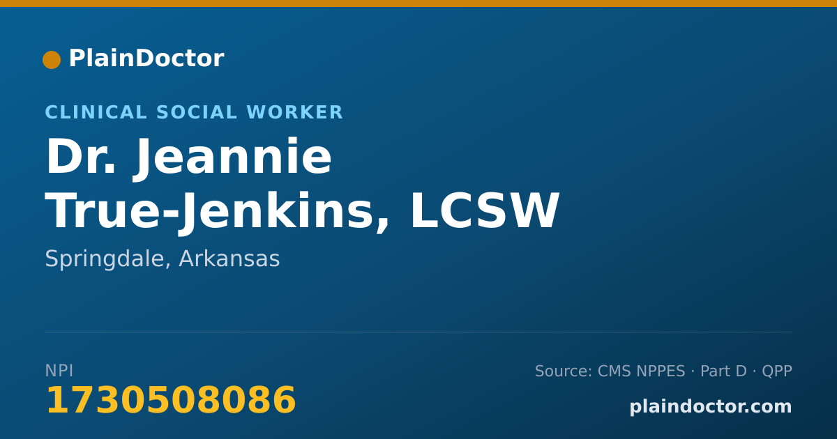 Shareable card for Jeannie True-Jenkins, LCSW - Clinical Social Worker, Springdale, AR