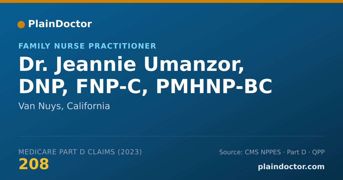 Shareable card for Jeannie Umanzor, DNP, FNP-C, PMHNP-BC - Family Nurse Practitioner, Van Nuys, CA