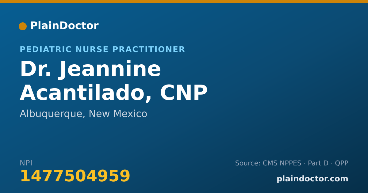 Shareable card for Jeannine Acantilado, CNP - Pediatric Nurse Practitioner, Albuquerque, NM