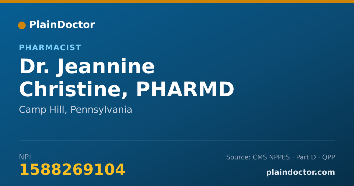 Shareable card for Jeannine Christine, PHARMD - Pharmacist, Camp Hill, PA