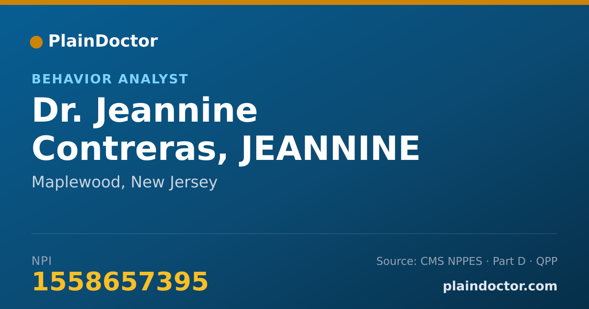 Shareable card for Jeannine Contreras, JEANNINE CONTRERAS - Behavior Analyst, Maplewood, NJ