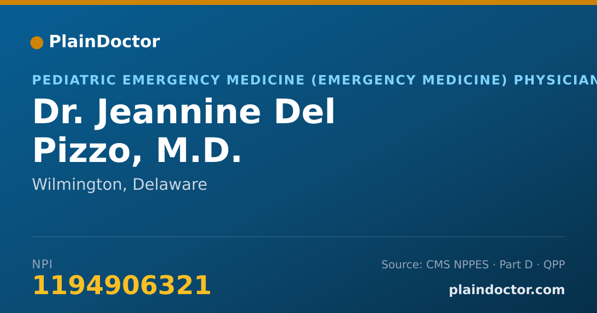 Shareable card for Jeannine Del Pizzo, M.D. - Pediatric Emergency Medicine (Emergency Medicine) Physician, Wilmington, DE