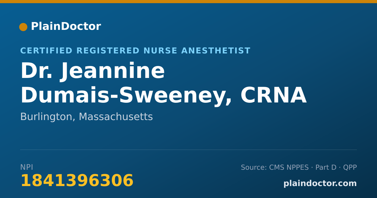 Shareable card for Jeannine Dumais-Sweeney, CRNA - Certified Registered Nurse Anesthetist, Burlington, MA