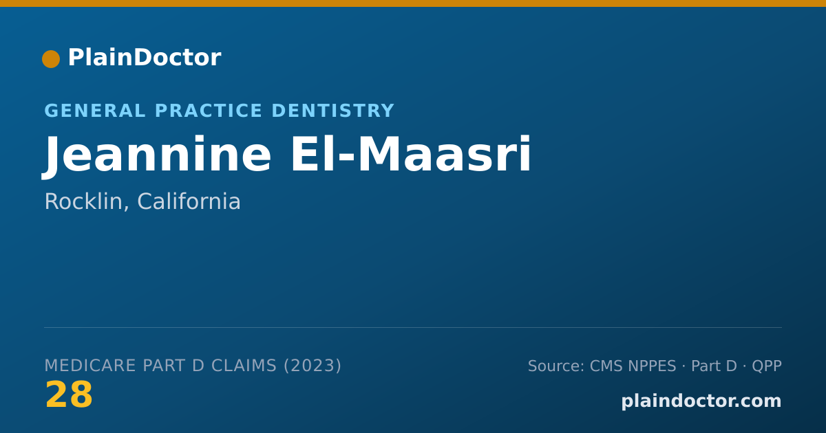 Shareable card for Jeannine El-Maasri - General Practice Dentistry, Rocklin, CA