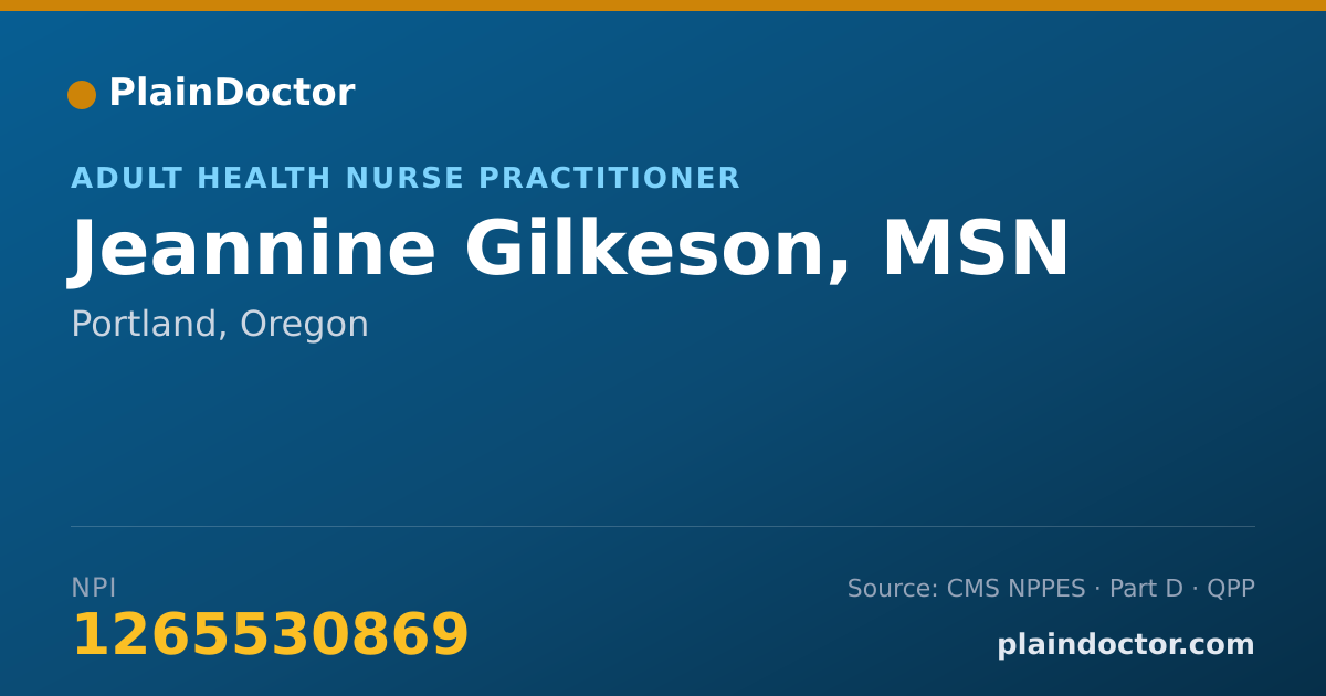 Shareable card for Jeannine Gilkeson, MSN - Adult Health Nurse Practitioner, Portland, OR