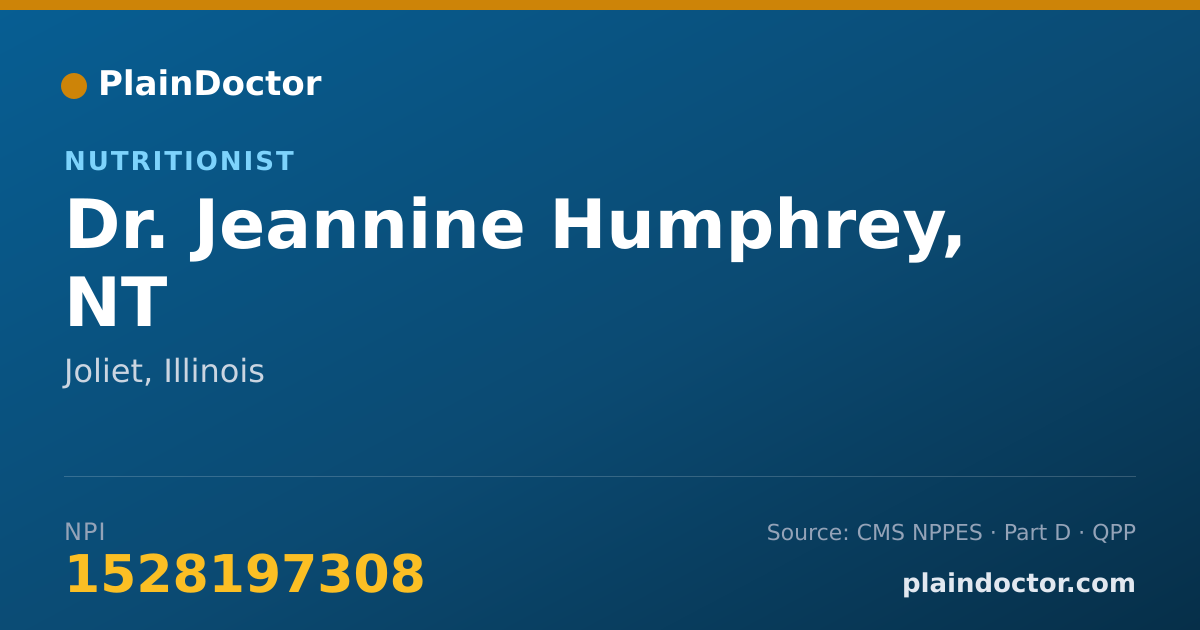 Shareable card for Jeannine Humphrey, NT - Nutritionist, Joliet, IL
