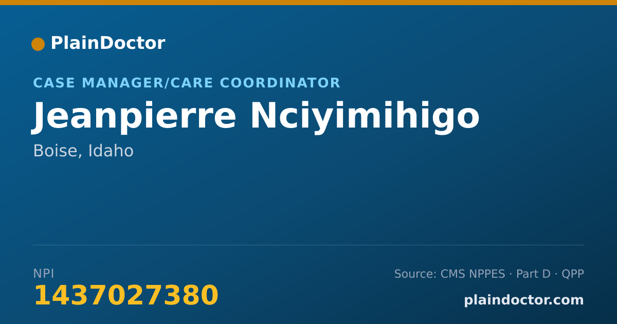 Shareable card for Jeanpierre Nciyimihigo - Case Manager/Care Coordinator, Boise, ID