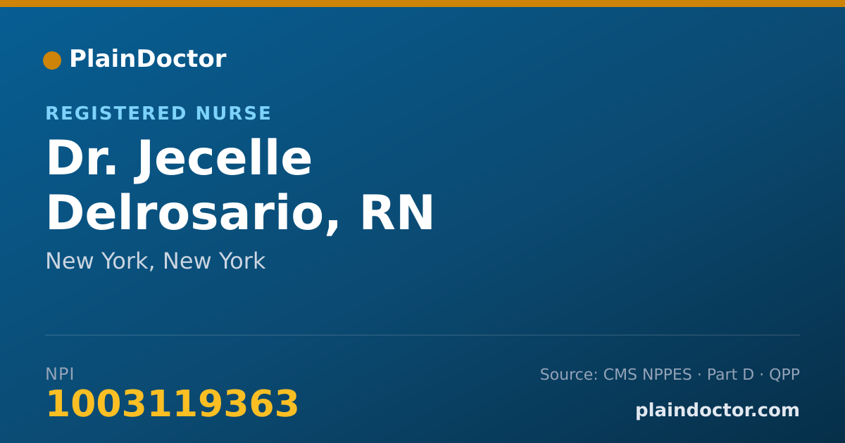 Shareable card for Jecelle Delrosario, RN - Registered Nurse, New York, NY