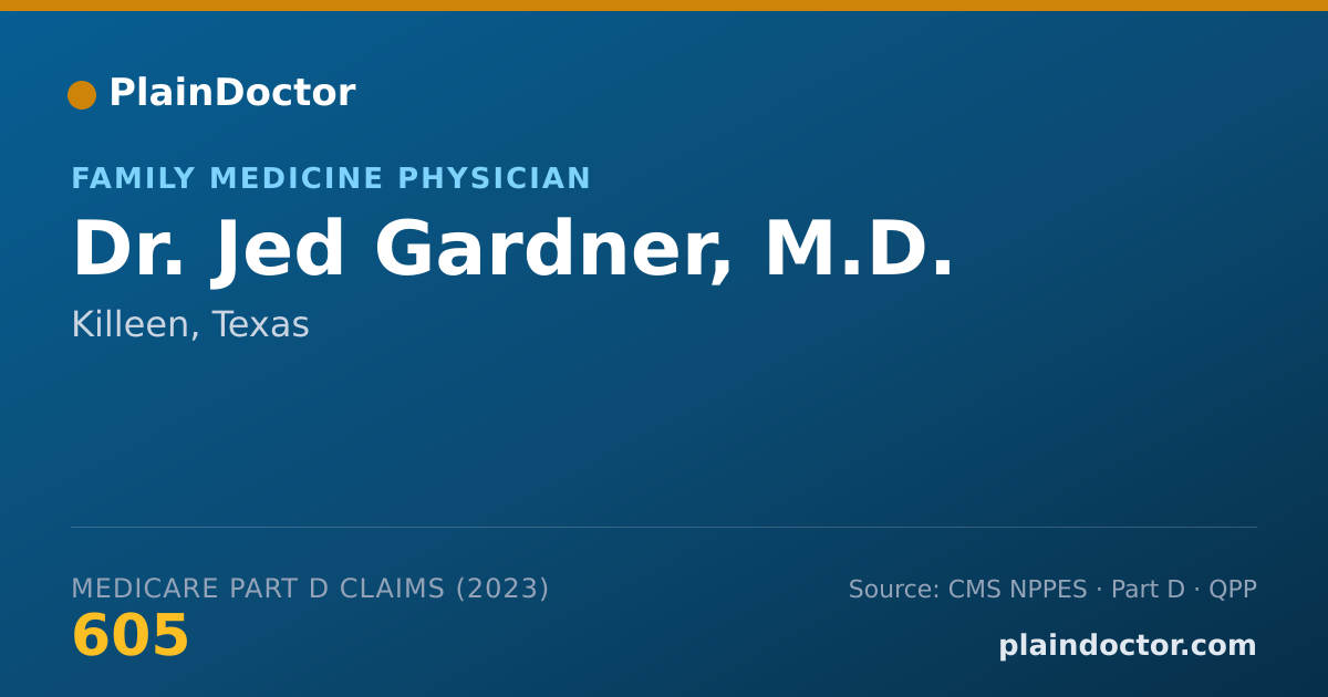 Shareable card for Jed Gardner, M.D. - Family Medicine Physician, Killeen, TX