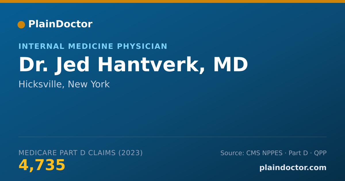Shareable card for Jed Hantverk, MD - Internal Medicine Physician, Hicksville, NY