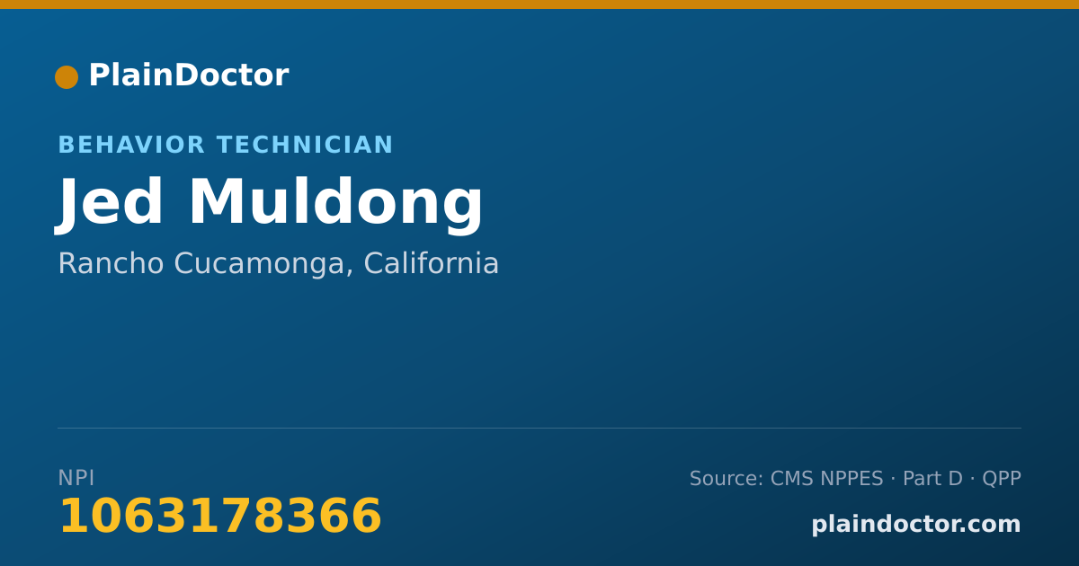 Shareable card for Jed Muldong - Behavior Technician, Rancho Cucamonga, CA