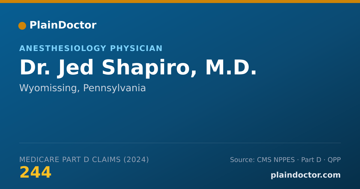 Shareable card for Jed Shapiro, M.D. - Anesthesiology Physician, Wyomissing, PA
