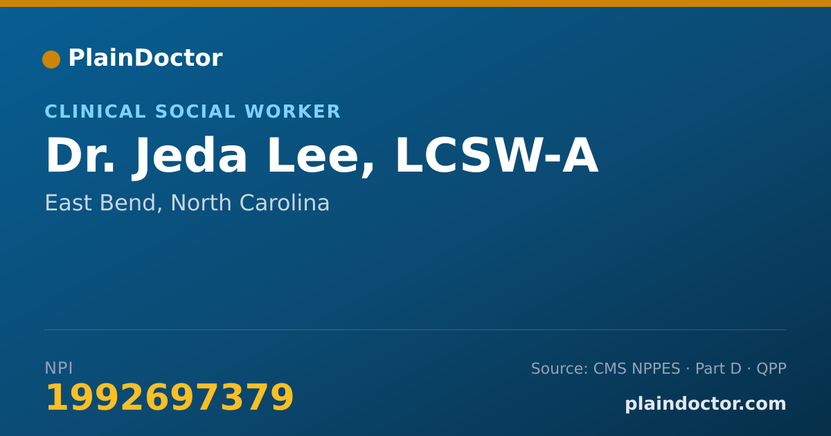 Shareable card for Jeda Lee, LCSW-A - Clinical Social Worker, East Bend, NC
