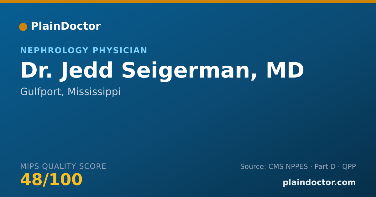 Shareable card for Jedd Seigerman, MD - Nephrology Physician, Gulfport, MS
