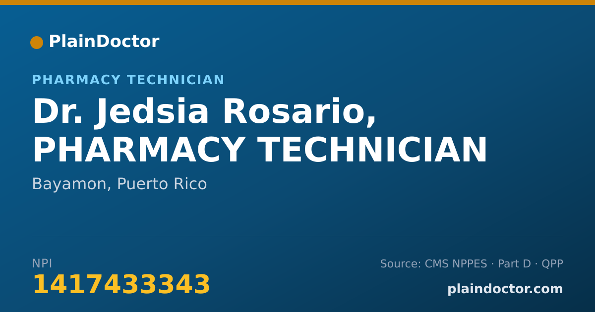 Shareable card for Jedsia Rosario, PHARMACY TECHNICIAN - Pharmacy Technician, Bayamon, PR