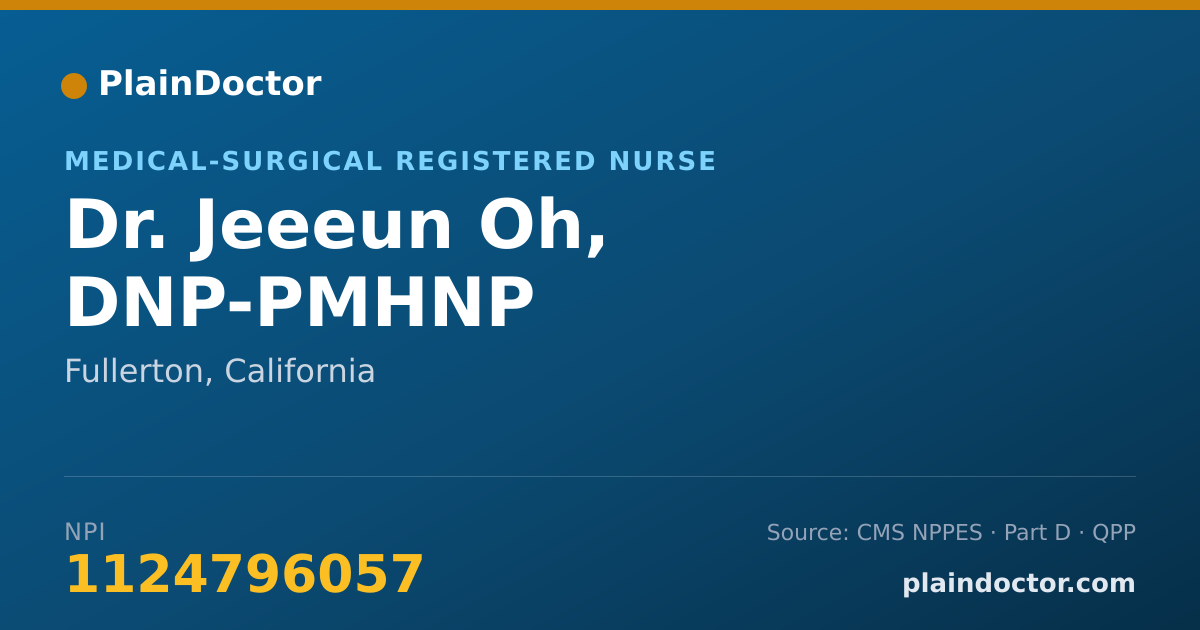 Shareable card for Jeeeun Oh, DNP-PMHNP - Medical-Surgical Registered Nurse, Fullerton, CA