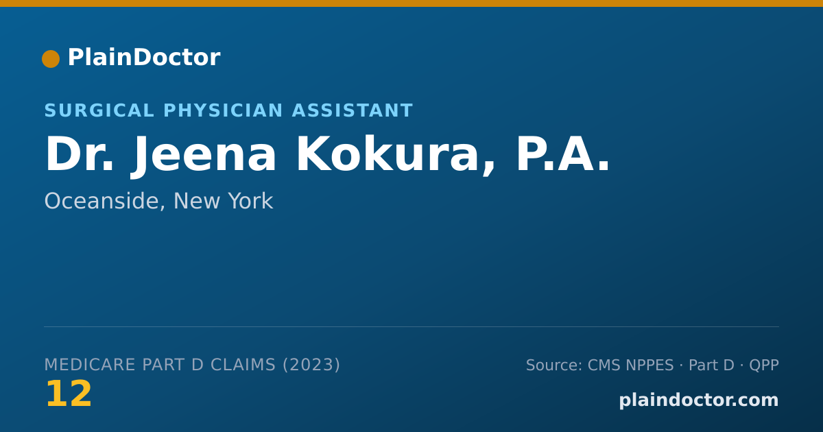 Shareable card for Jeena Kokura, P.A. - Surgical Physician Assistant, Oceanside, NY