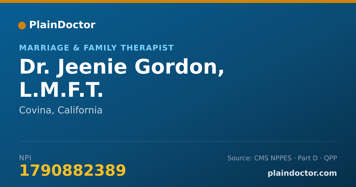 Shareable card for Jeenie Gordon, L.M.F.T. - Marriage & Family Therapist, Covina, CA