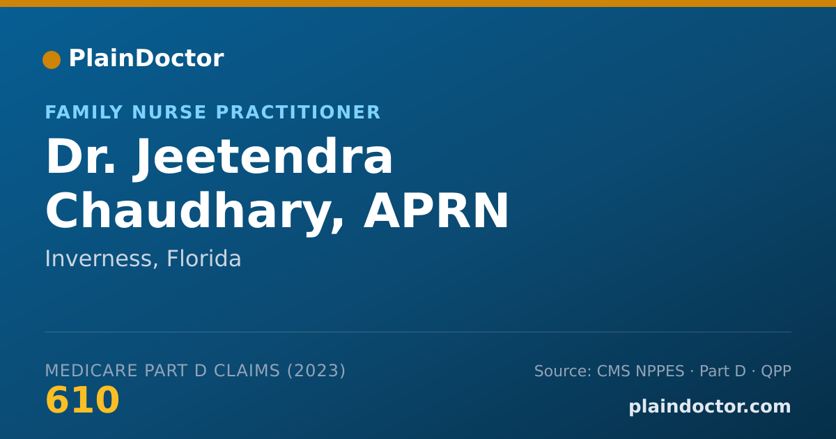 Shareable card for Jeetendra Chaudhary, APRN - Family Nurse Practitioner, Inverness, FL