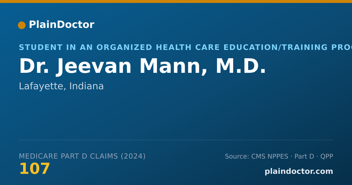 Shareable card for Jeevan Mann, M.D. - Student in an Organized Health Care Education/Training Program, Lafayette, IN