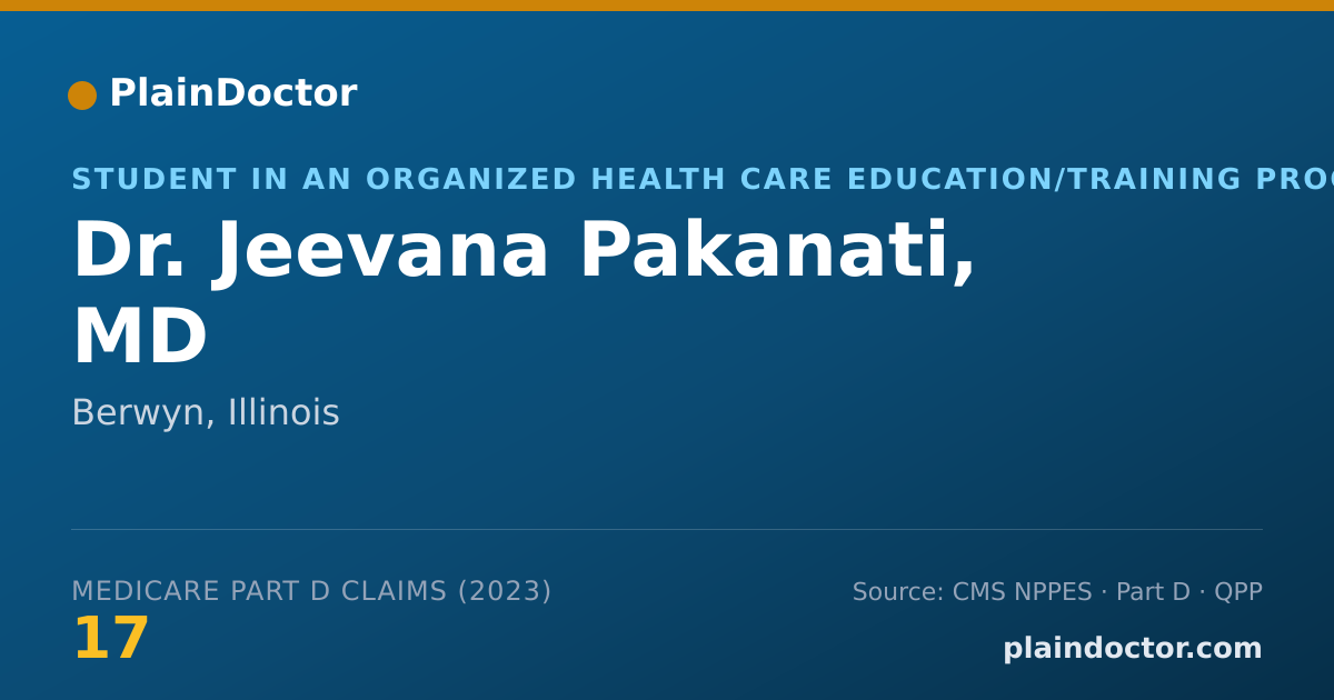 Shareable card for Jeevana Pakanati, MD - Student in an Organized Health Care Education/Training Program, Berwyn, IL