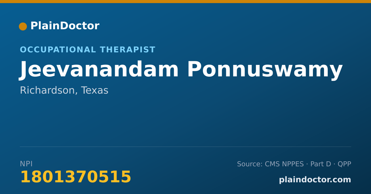 Shareable card for Jeevanandam Ponnuswamy - Occupational Therapist, Richardson, TX
