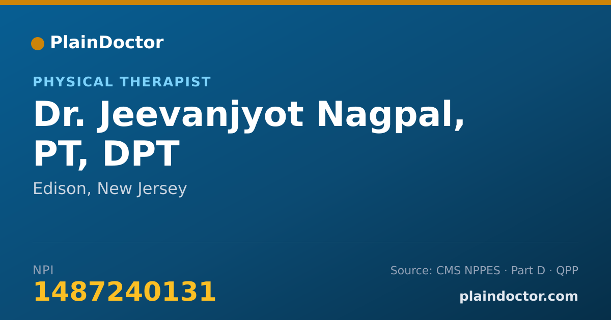 Shareable card for Jeevanjyot Nagpal, PT, DPT - Physical Therapist, Edison, NJ