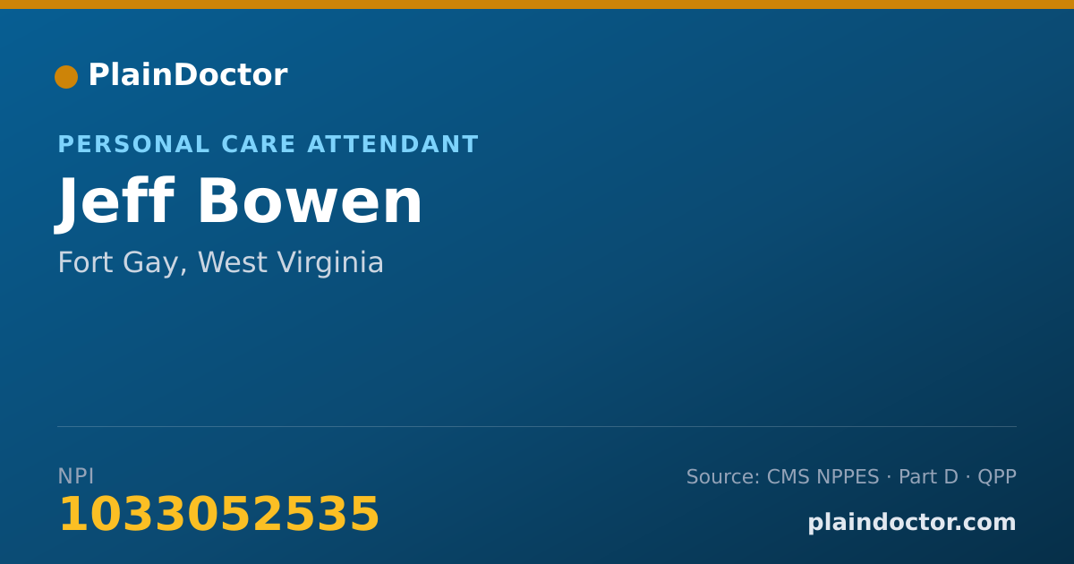 Shareable card for Jeff Bowen - Personal Care Attendant, Fort Gay, WV