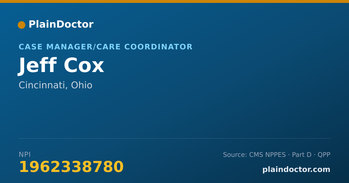 Shareable card for Jeff Cox - Case Manager/Care Coordinator, Cincinnati, OH