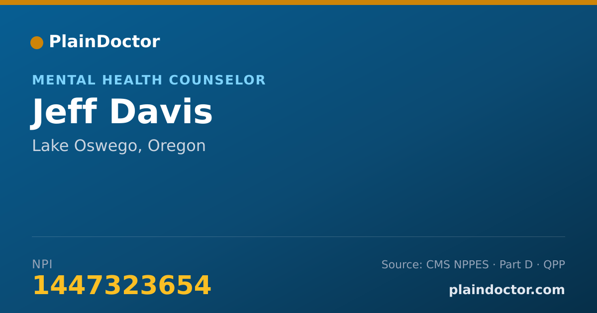 Shareable card for Jeff Davis - Mental Health Counselor, Lake Oswego, OR