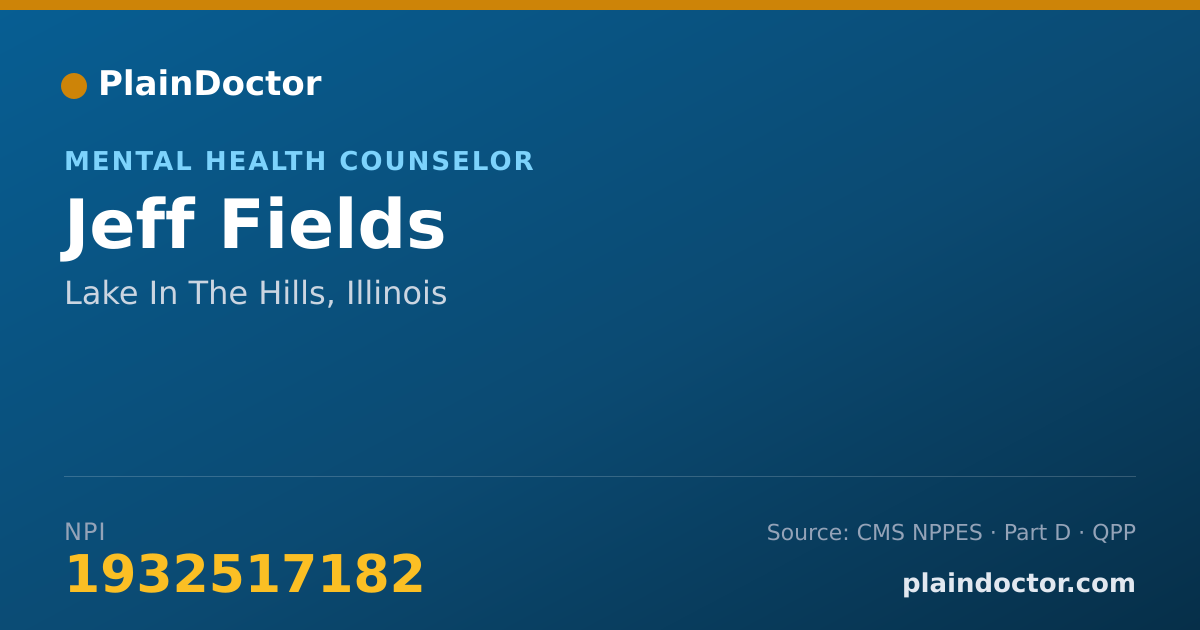 Shareable card for Jeff Fields - Mental Health Counselor, Lake In The Hills, IL