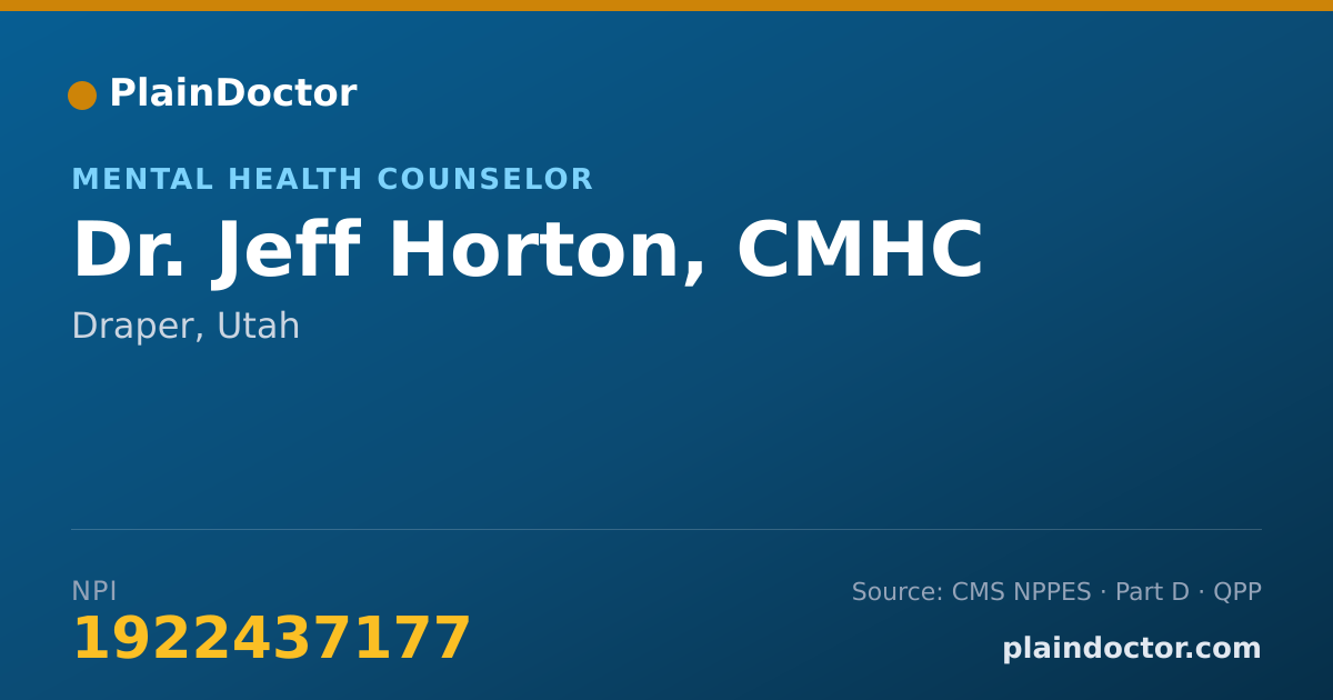 Shareable card for Jeff Horton, CMHC - Mental Health Counselor, Draper, UT