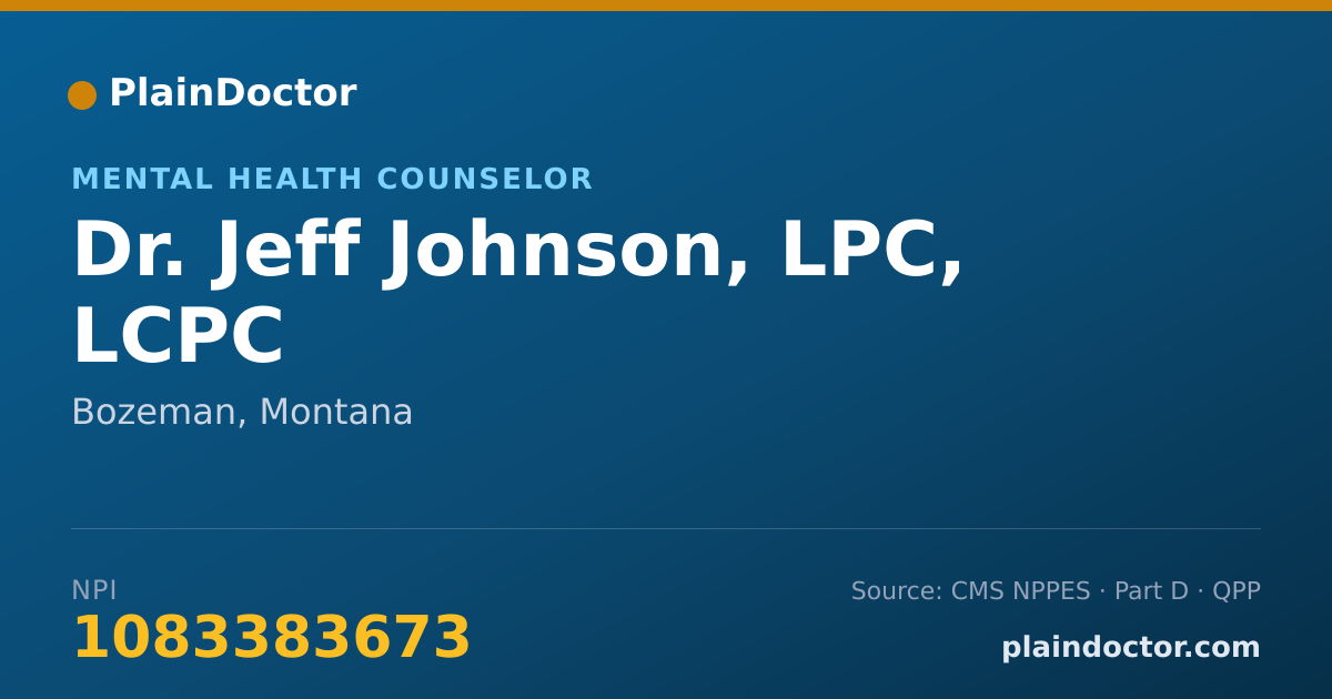 Shareable card for Jeff Johnson, LPC, LCPC - Mental Health Counselor, Bozeman, MT