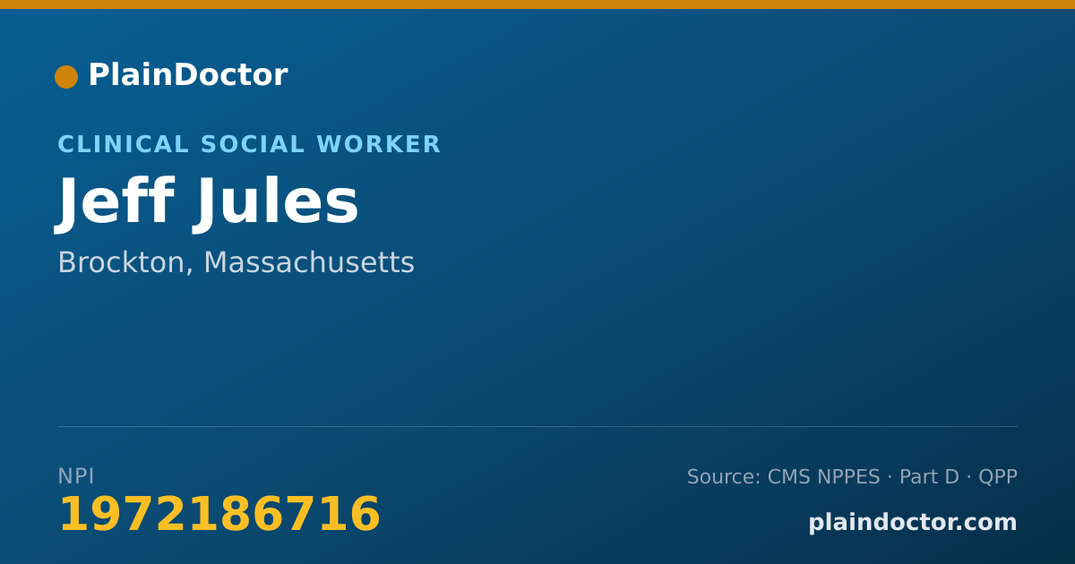 Shareable card for Jeff Jules - Clinical Social Worker, Brockton, MA