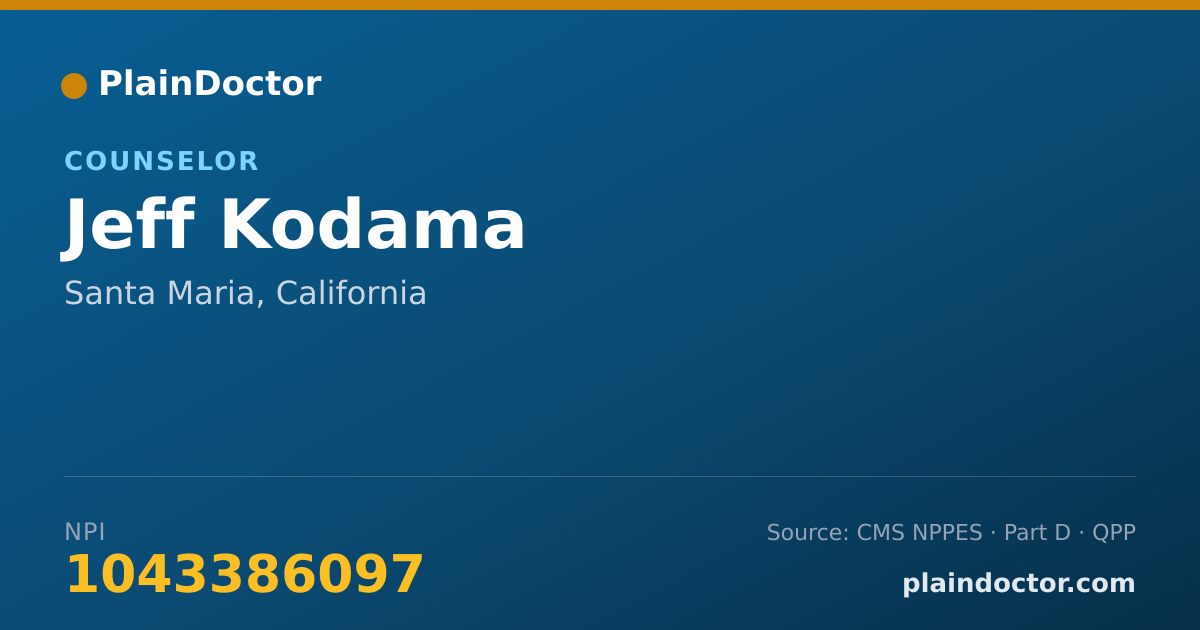 Shareable card for Jeff Kodama - Counselor, Santa Maria, CA