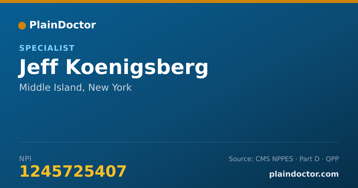 Shareable card for Jeff Koenigsberg - Specialist, Middle Island, NY